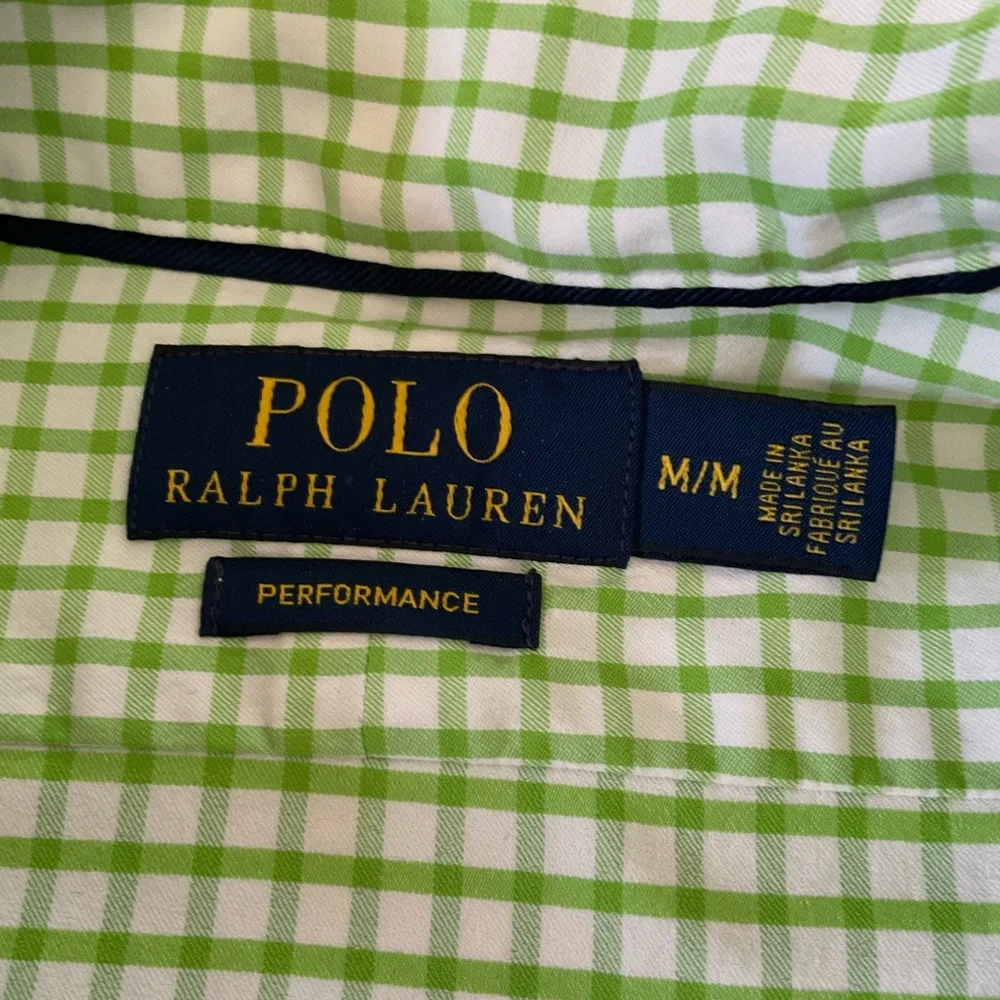 Polo Ralph Lauren Performance Green/White Check Long Sleeve Men’s Shirt,…